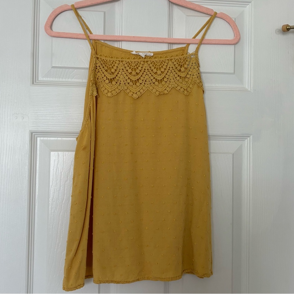 Yellow Lace Detailed Tank Blouse by ‘Mine’ | L | Like New